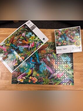 Hummingbird Art Print Puzzle - Multicolor